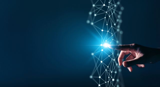 Fingertipp auf digitales Netzwerk