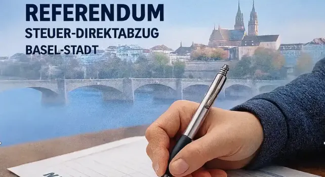 Das Bild zeigt eine Hand die den Referendumsbogen unterschreibt