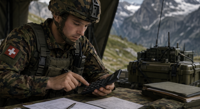 Soldat an Buchhaltungsarbeiten 
