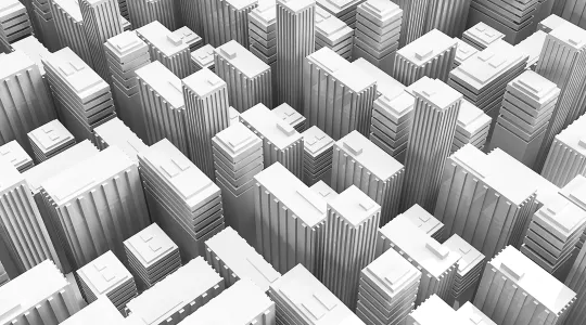 Kulisse einer virtuellen Stadt von oben