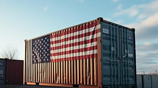 Schiffscontainer mit US-Flagge
