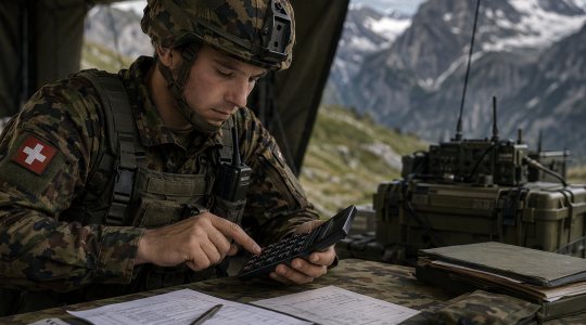 Soldat an Buchhaltungsarbeiten 
