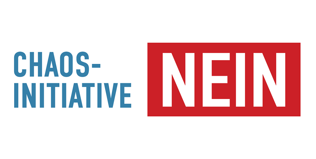 Das Bild zeigt das Kampagnenlogo Chaos-Initiative NEIN