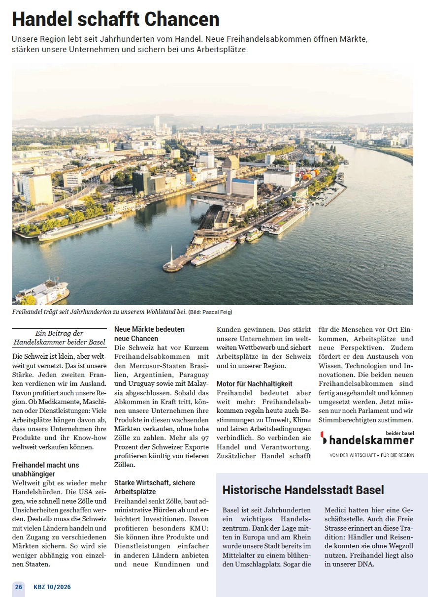 Das Bild zeigt die Seite mit dem Beitrag in der Kleinbasler Zeitung